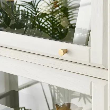 Modern Wooden Display Cabinet with Drawers and Glass Doors Image - 15