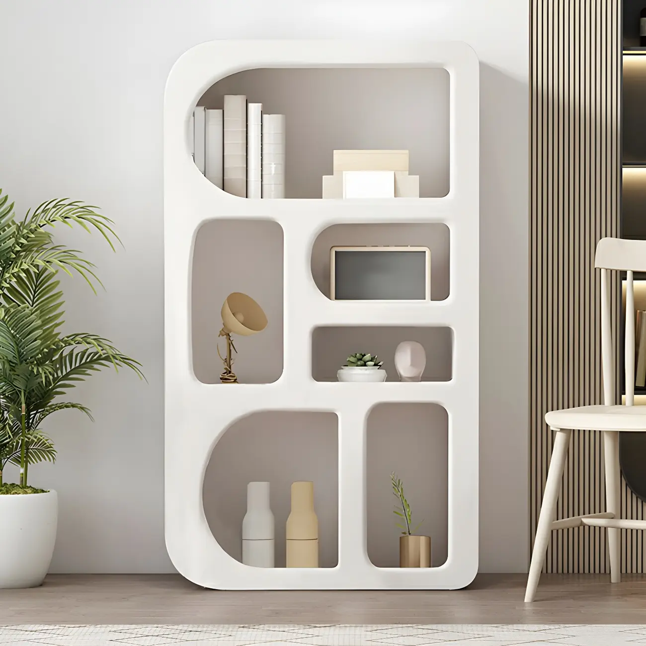 Modern White Wooden Open Display Cabinet for Home Image - 2 | homeyfad