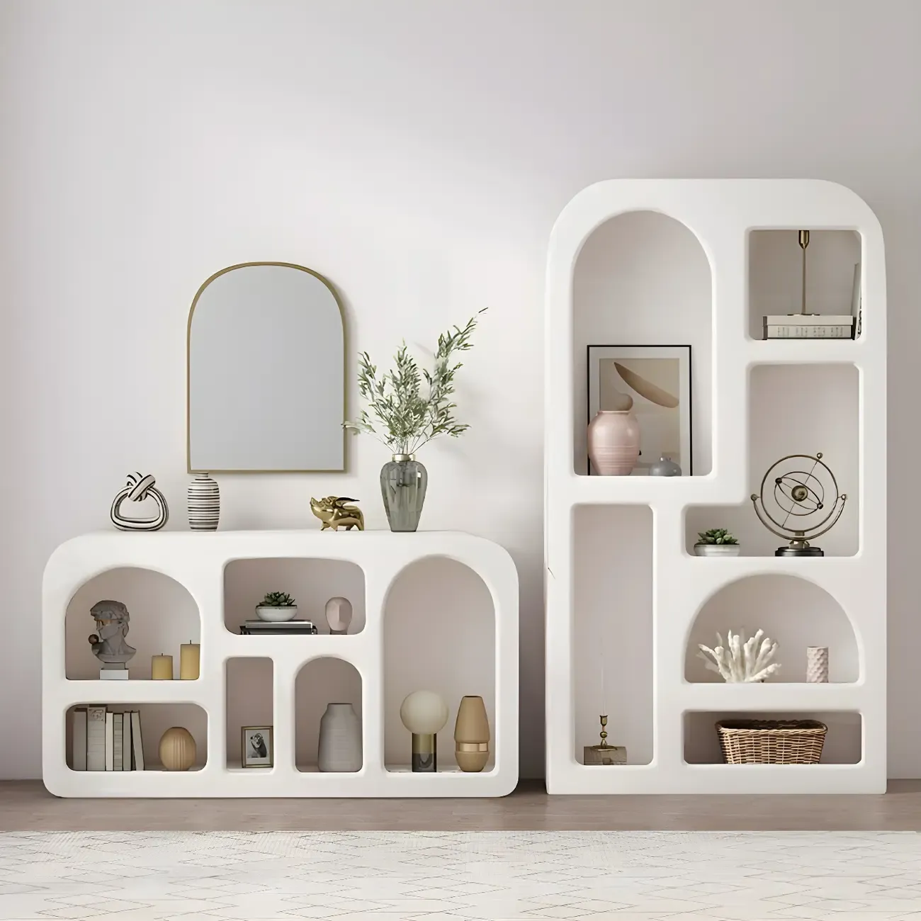 Modern White Wooden Open Display Cabinet for Home Image - 4