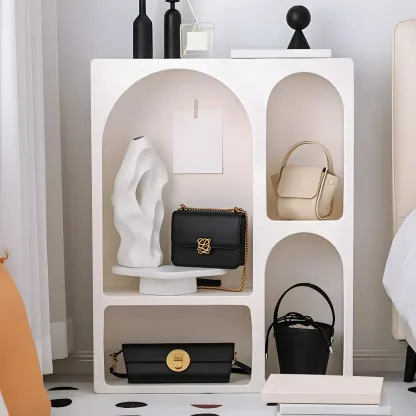 Modern White Wooden Open Display Cabinet for Home Image - 9