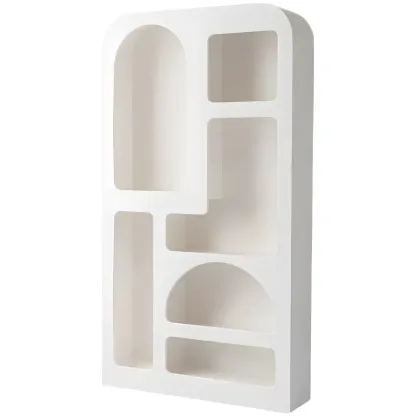 Modern White Wooden Open Display Cabinet for Home Image - 12