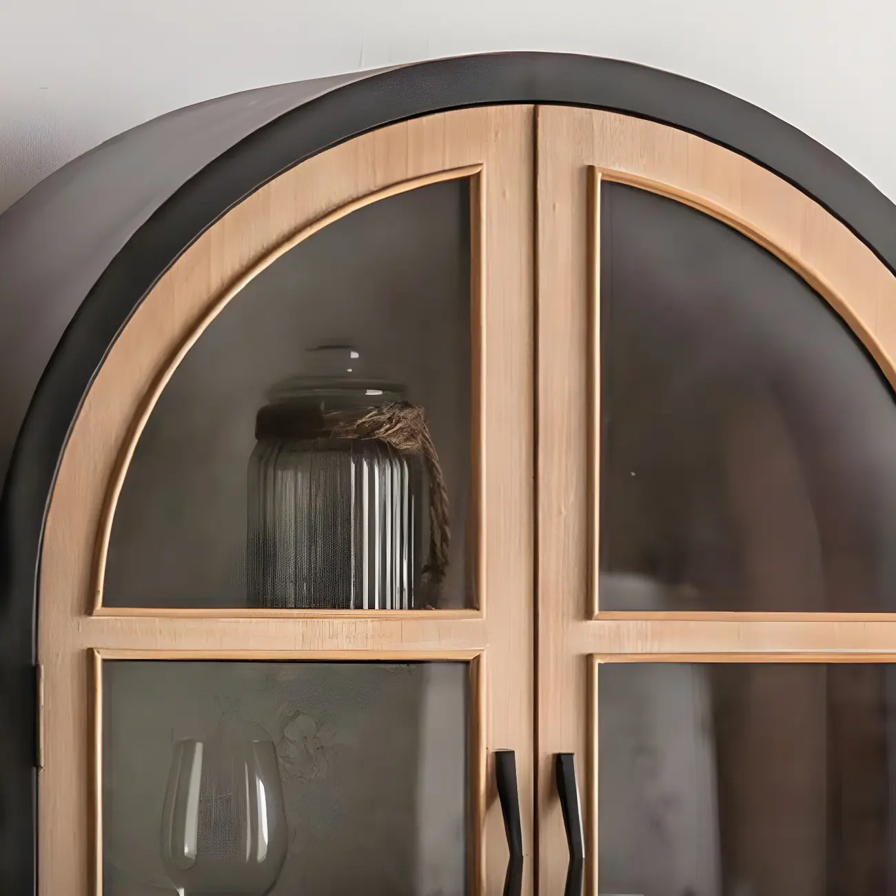 Elegant Pine Wooden Glass Display Cabinet for Dining Room Image - 9 | homeyfad