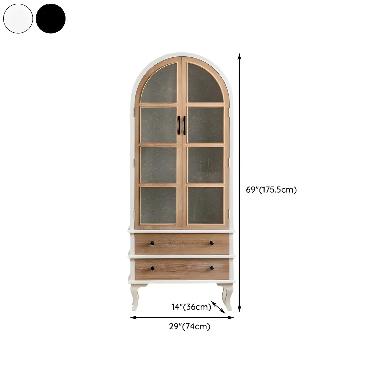 Elegant Pine Wooden Glass Display Cabinet for Dining Room #size