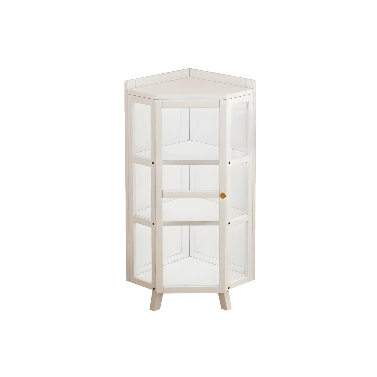 Multi-Shelf Bamboo White Corner Curio Cabinet Image - 4 | homeyfad