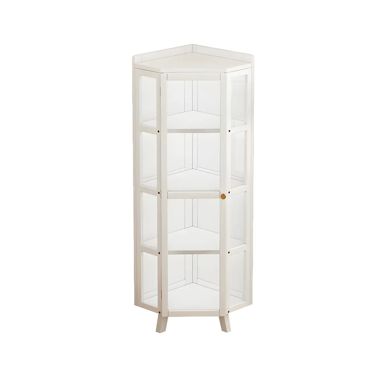 Multi-Shelf Bamboo White Corner Curio Cabinet Image - 5 | homeyfad