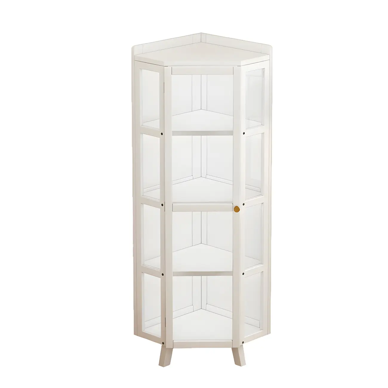 Multi-Shelf Bamboo White Corner Curio Cabinet Image - 7 | homeyfad