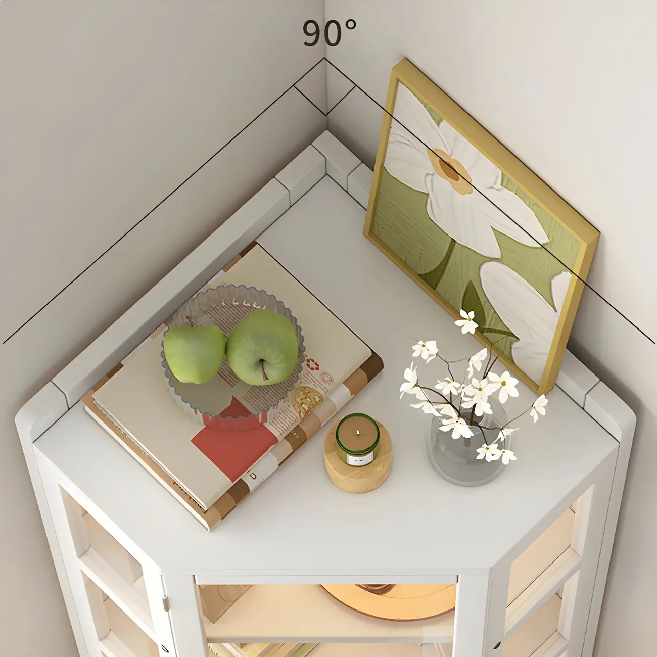 Multi-Shelf Bamboo White Corner Curio Cabinet Image - 9 | homeyfad