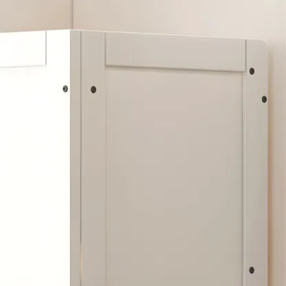 Multi-Shelf Bamboo White Corner Curio Cabinet Image - 10