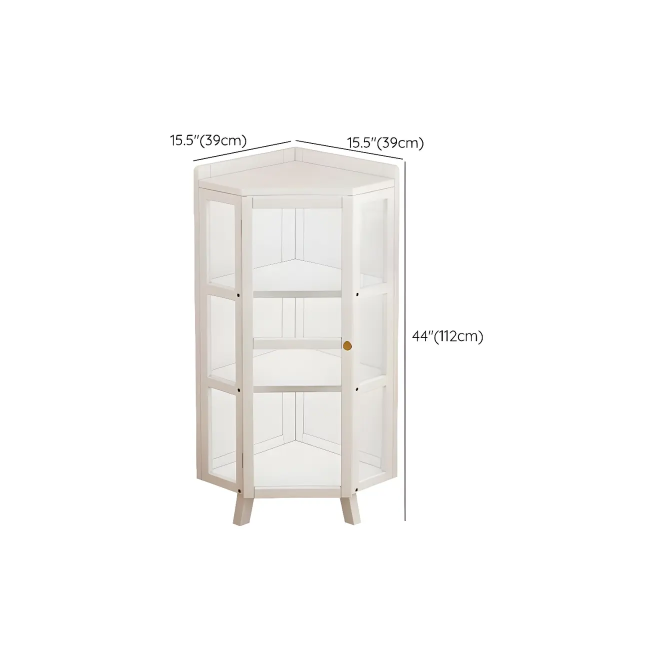 Multi-Shelf Bamboo White Corner Curio Cabinet #size