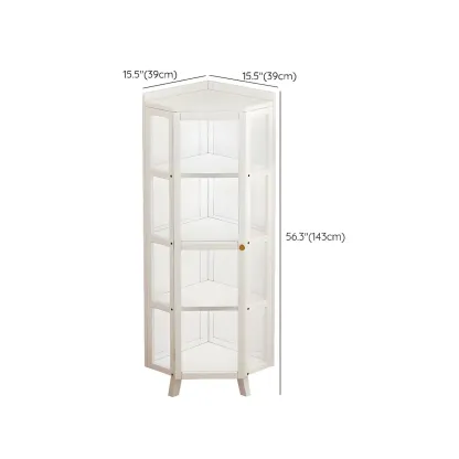Multi-Shelf Bamboo White Corner Curio Cabinet Image - 12