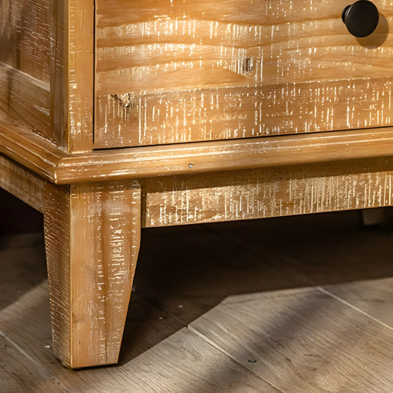 Vintage Natural Wood Display Cabinet with Glass Doors for Kitchen Image - 10 | homeyfad