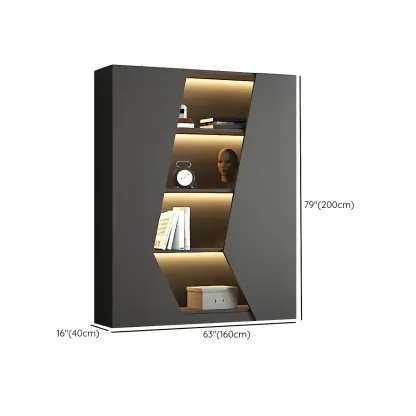 Contemporary Grey Wooden Display Cabinet with LED Shelves #size