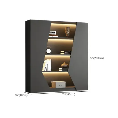 Contemporary Grey Wooden Display Cabinet with LED Shelves Image - 17
