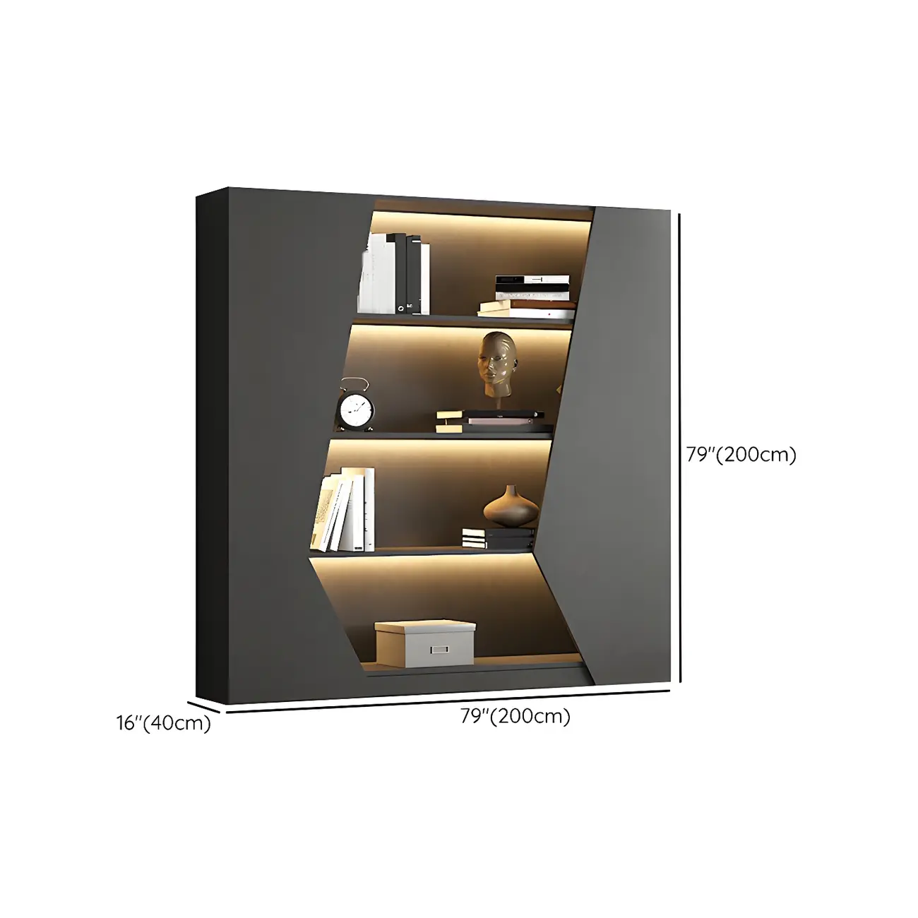 Contemporary Grey Wooden Display Cabinet with LED Shelves Image - 18 | homeyfad