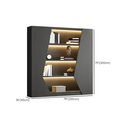 Contemporary Grey Wooden Display Cabinet with LED Shelves Image - 18