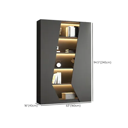 Contemporary Grey Wooden Display Cabinet with LED Shelves Image - 21