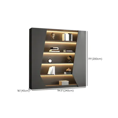 Contemporary Grey Wooden Display Cabinet with LED Shelves Image - 23