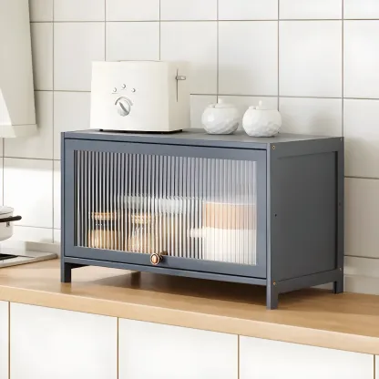 Stylish Steel Display Cabinet with Glass Doors for Kitchen Image - 5