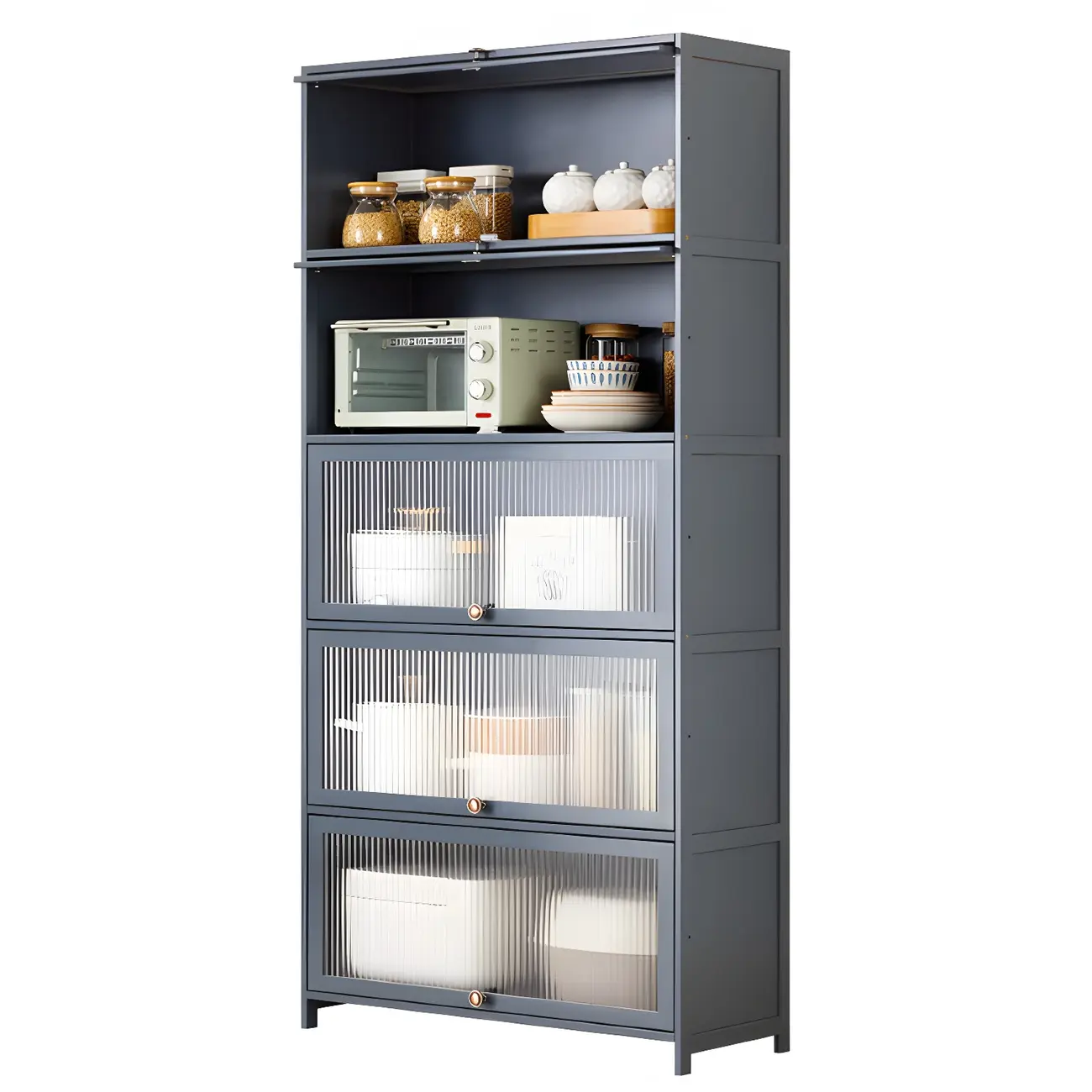 Stylish Steel Display Cabinet with Glass Doors for Kitchen Image - 9 | homeyfad