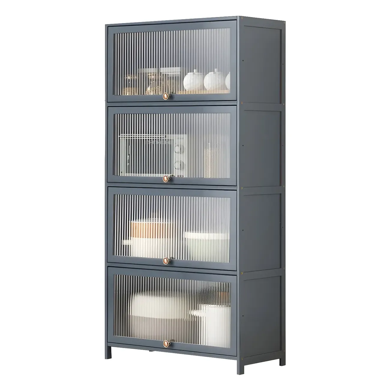 Stylish Steel Display Cabinet with Glass Doors for Kitchen Image - 12
