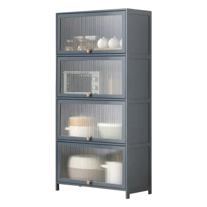 Stylish Steel Display Cabinet with Glass Doors for Kitchen Image - 12