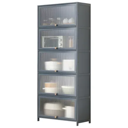 Stylish Steel Display Cabinet with Glass Doors for Kitchen Image - 14