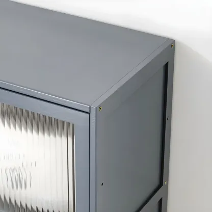 Stylish Steel Display Cabinet with Glass Doors for Kitchen Image - 16