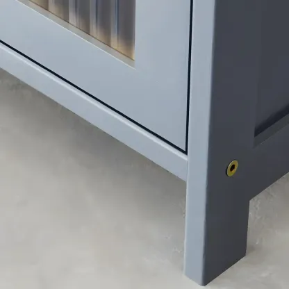 Stylish Steel Display Cabinet with Glass Doors for Kitchen Image - 18