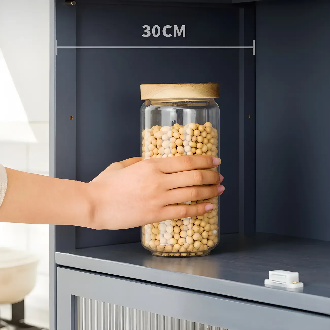 Stylish Steel Display Cabinet with Glass Doors for Kitchen Image - 20