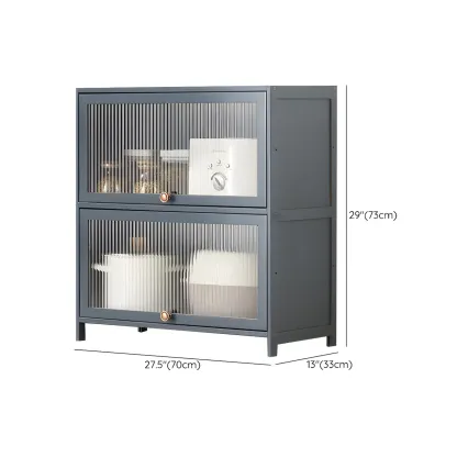 Stylish Steel Display Cabinet with Glass Doors for Kitchen Image - 53
