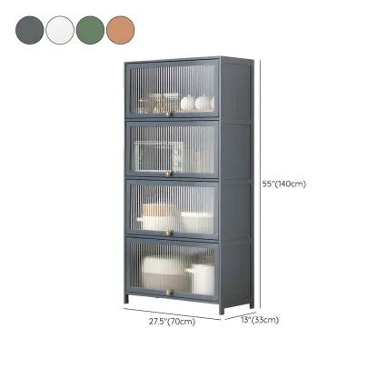 Stylish Steel Display Cabinet with Glass Doors for Kitchen Image - 59
