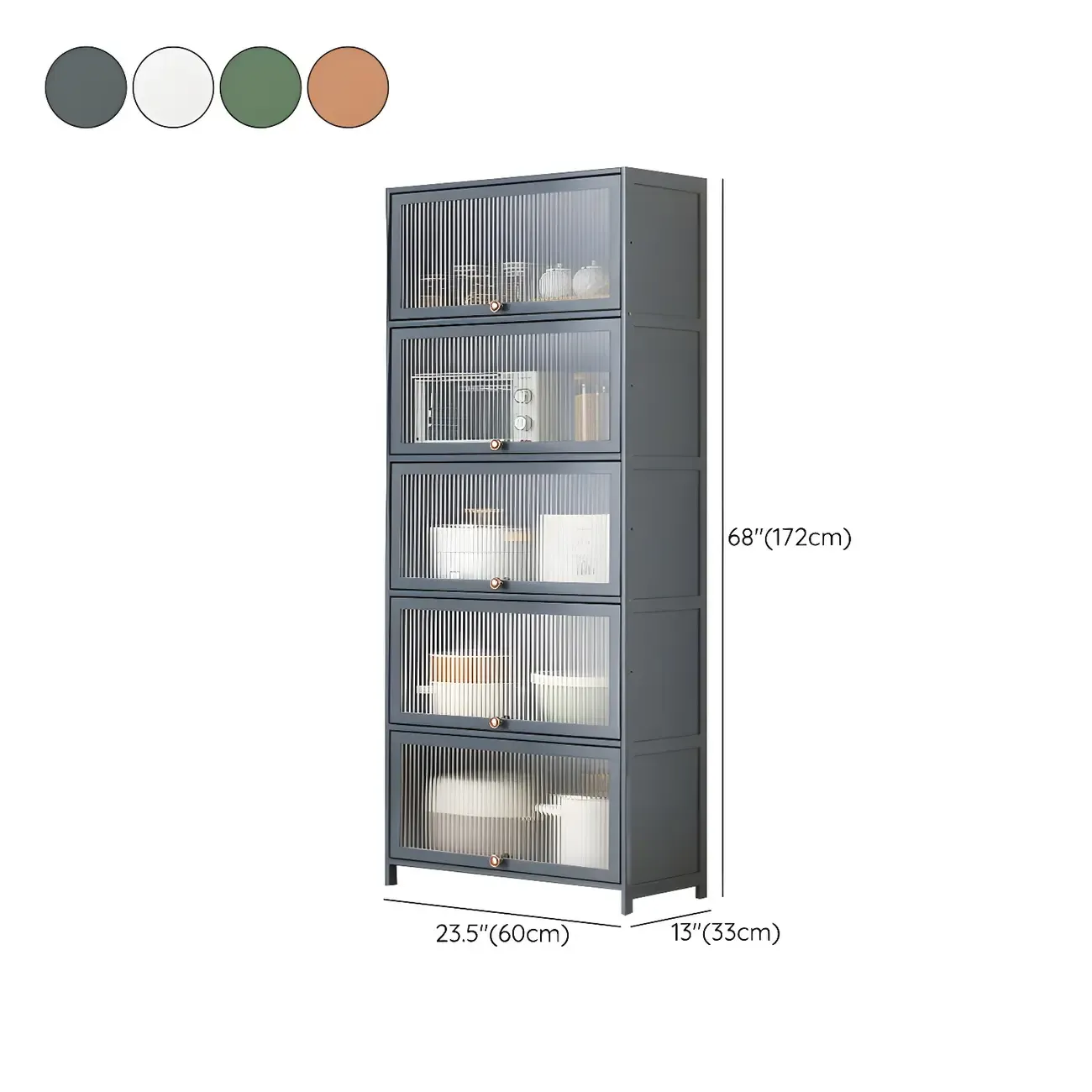 Stylish Steel Display Cabinet with Glass Doors for Kitchen Image - 61