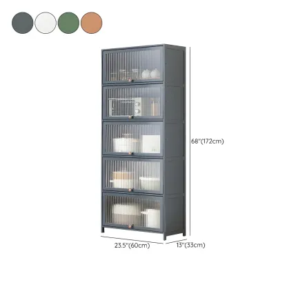 Stylish Steel Display Cabinet with Glass Doors for Kitchen Image - 61