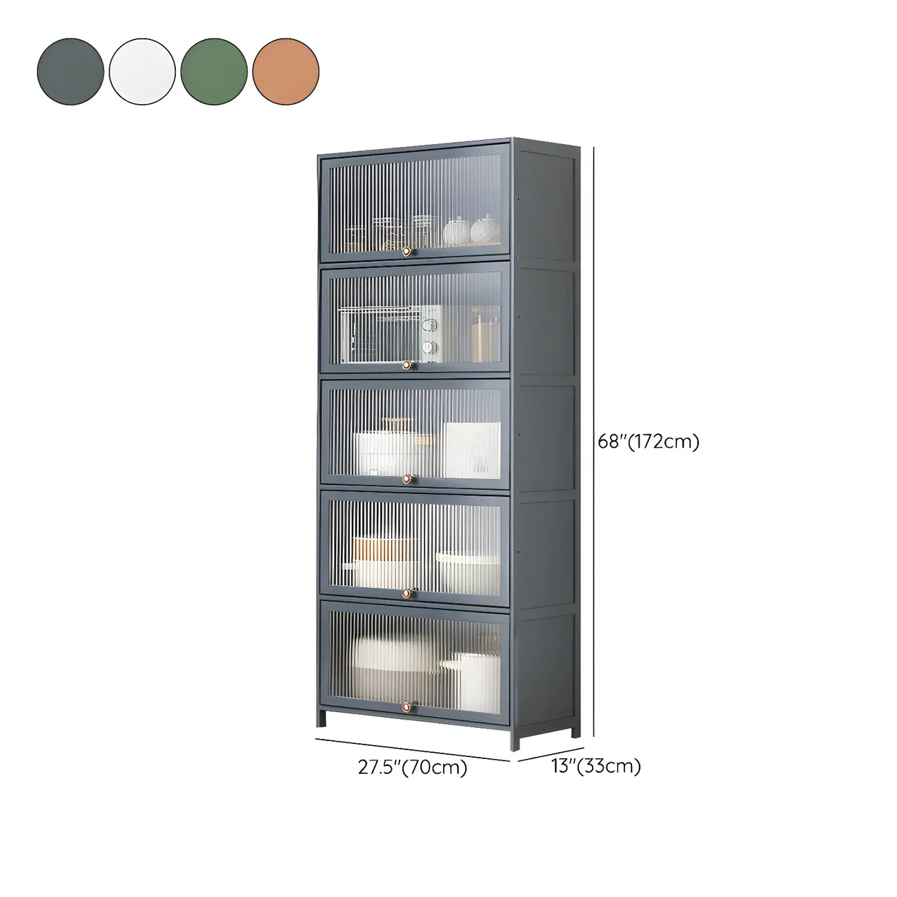 Stylish Steel Display Cabinet with Glass Doors for Kitchen Image - 62 | homeyfad