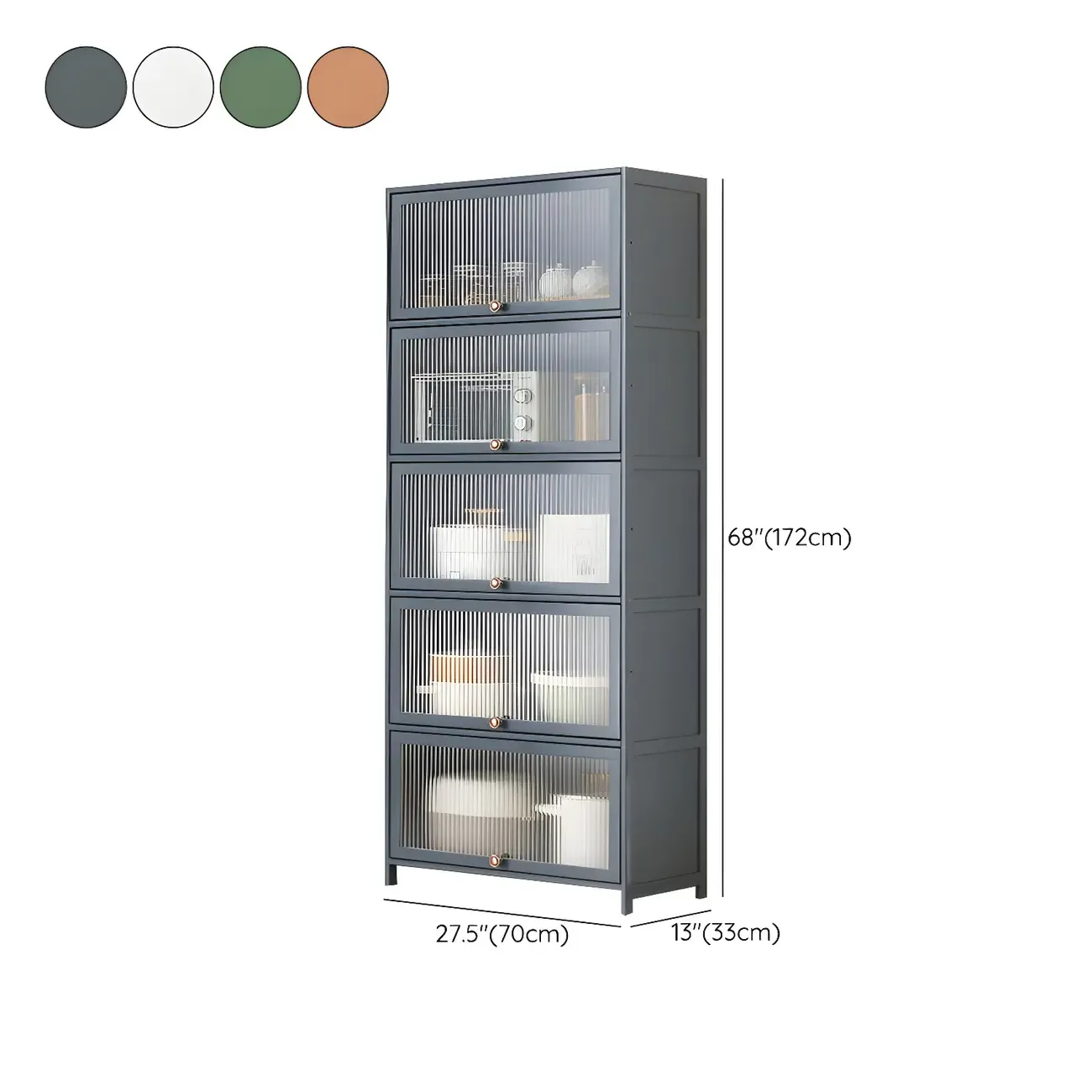Stylish Steel Display Cabinet with Glass Doors for Kitchen Image - 62