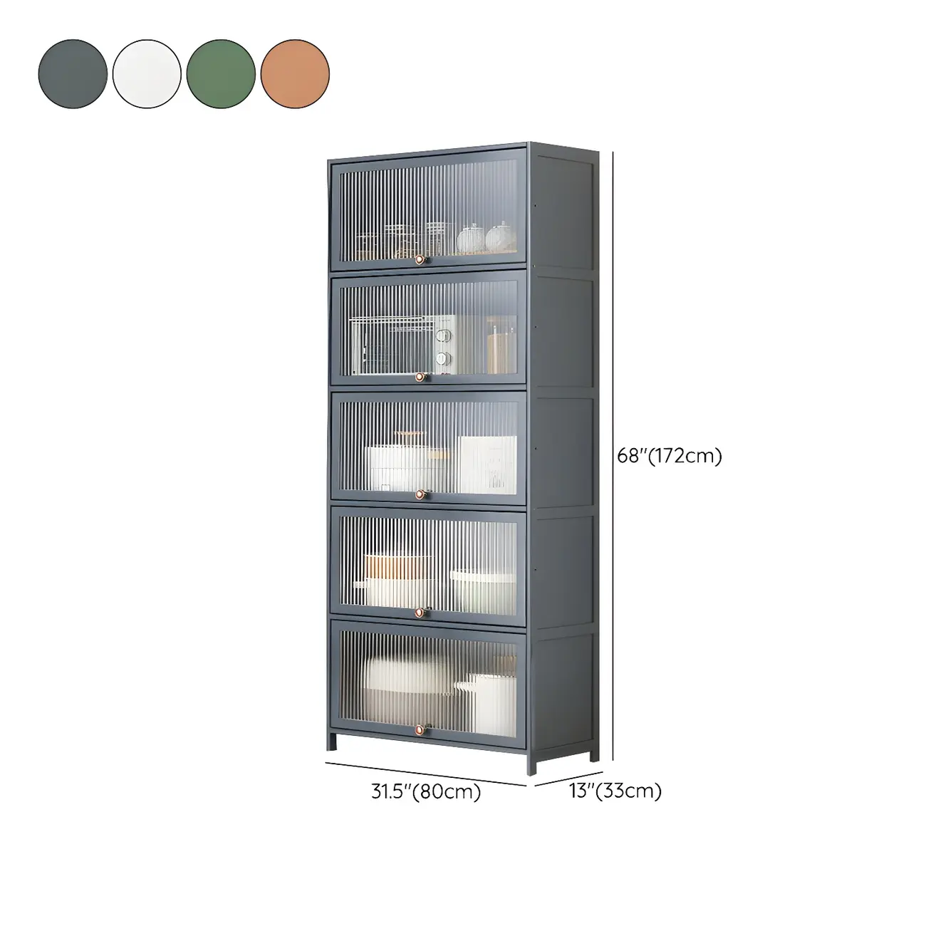 Stylish Steel Display Cabinet with Glass Doors for Kitchen Image - 63 | homeyfad