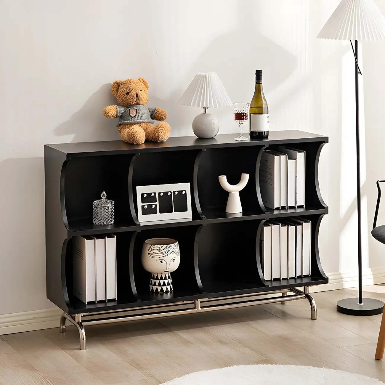 Elegant Wooden Display Cabinet with Open Storage for Kitchen Image - 1 | homeyfad