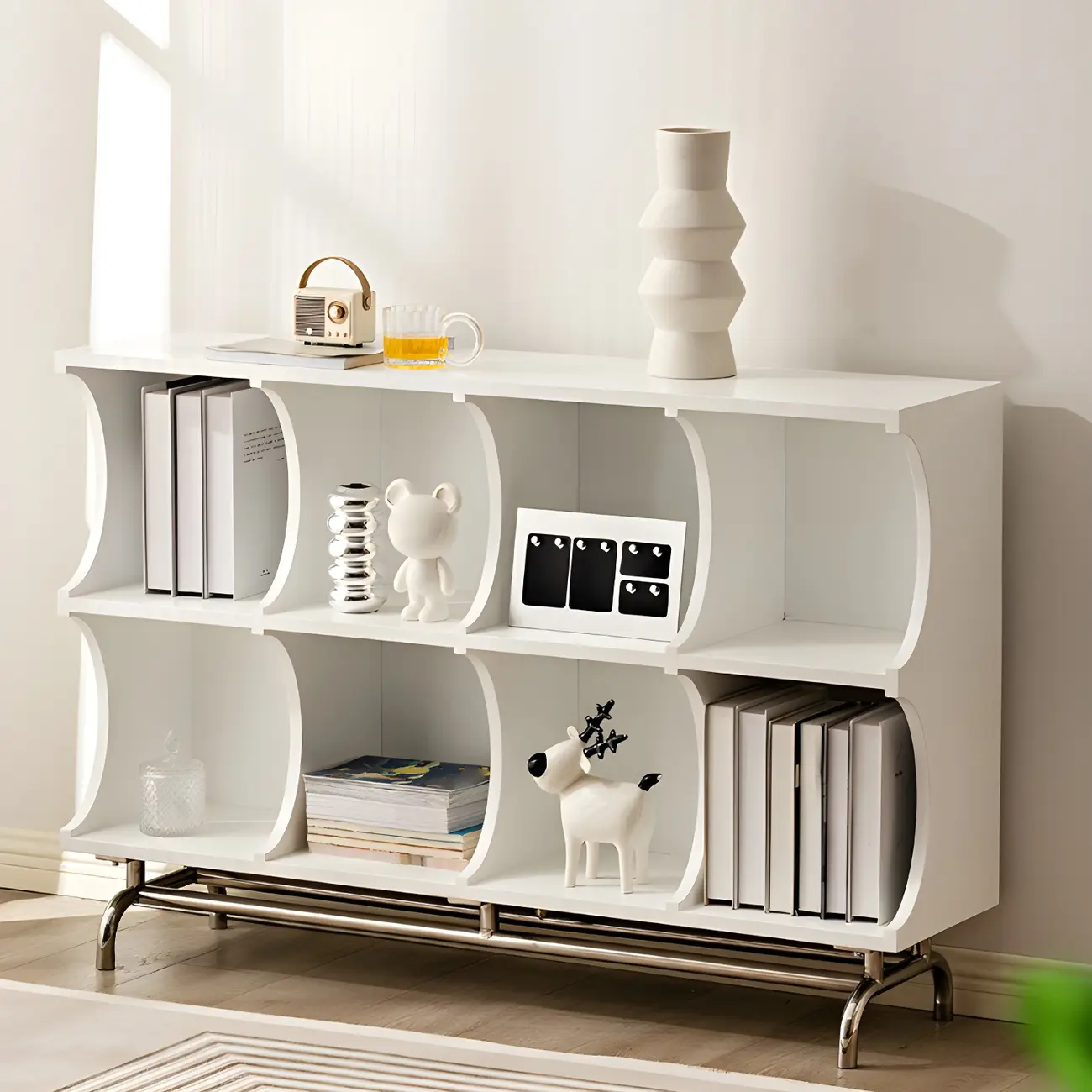 Elegant Wooden Display Cabinet with Open Storage for Kitchen Image - 2 | homeyfad