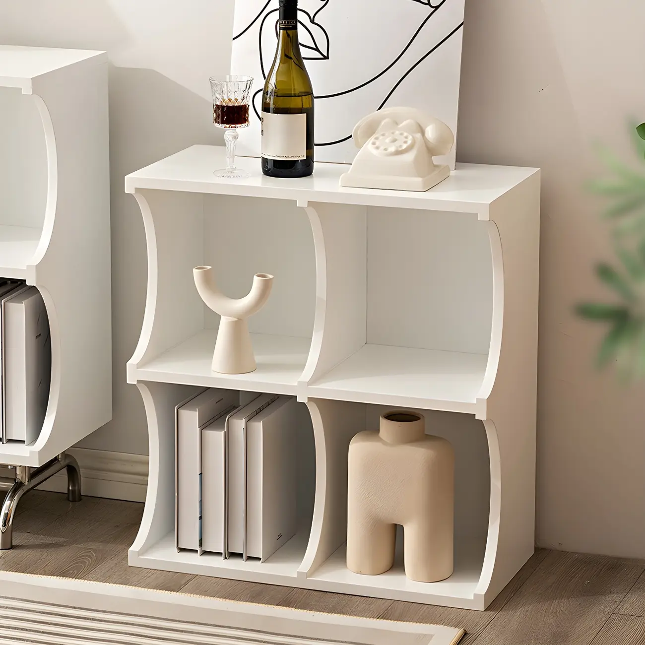 Elegant Wooden Display Cabinet with Open Storage for Kitchen Image - 6 | homeyfad