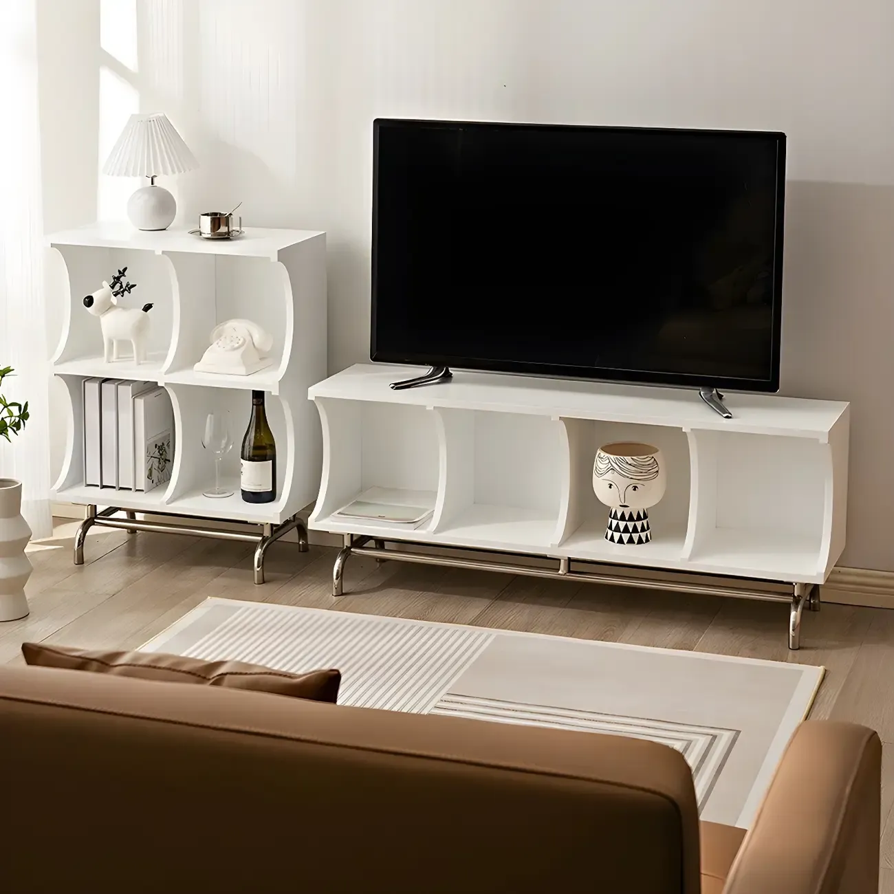 Elegant Wooden Display Cabinet with Open Storage for Kitchen Image - 8