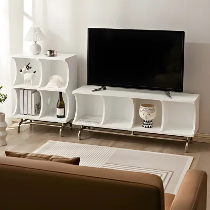 Elegant Wooden Display Cabinet with Open Storage for Kitchen Image - 8