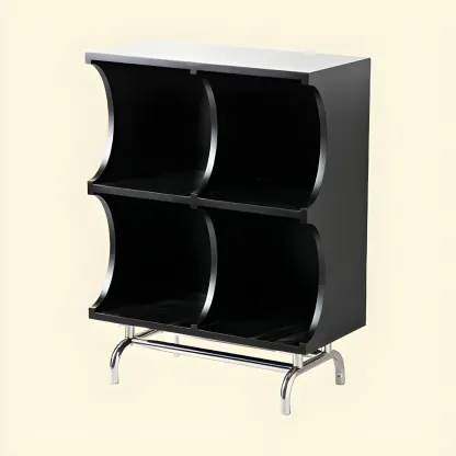 Elegant Wooden Display Cabinet with Open Storage for Kitchen Image - 9