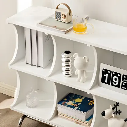 Elegant Wooden Display Cabinet with Open Storage for Kitchen Image - 12