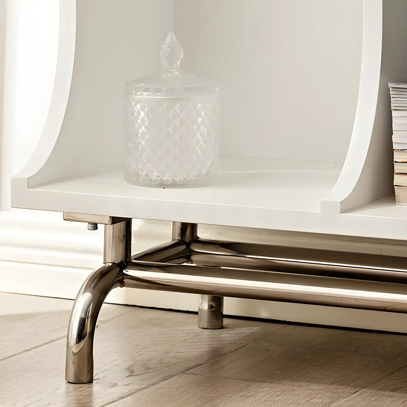 Elegant Wooden Display Cabinet with Open Storage for Kitchen Image - 16