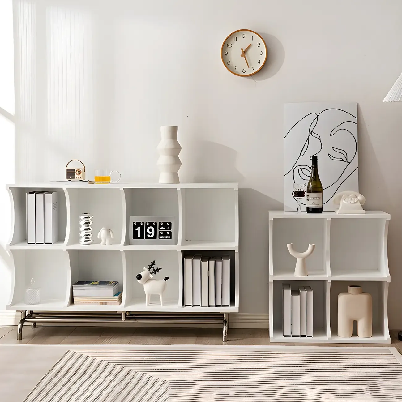 Elegant Wooden Display Cabinet with Open Storage for Kitchen Image - 18