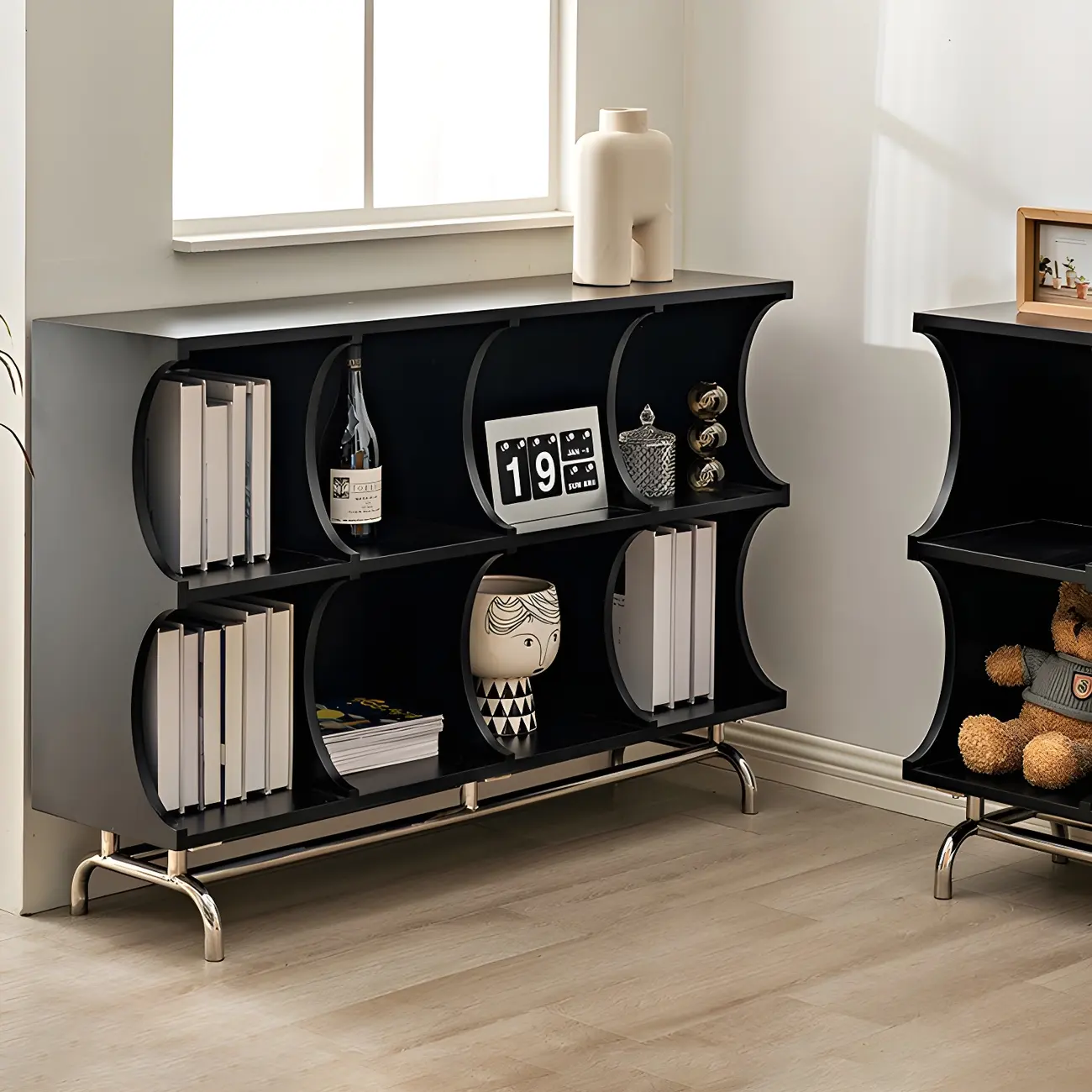 Elegant Wooden Display Cabinet with Open Storage for Kitchen Image - 26 | homeyfad