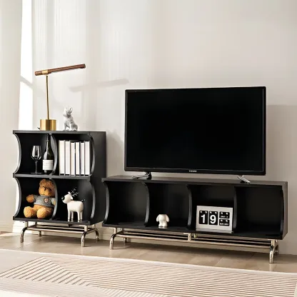 Elegant Wooden Display Cabinet with Open Storage for Kitchen Image - 27