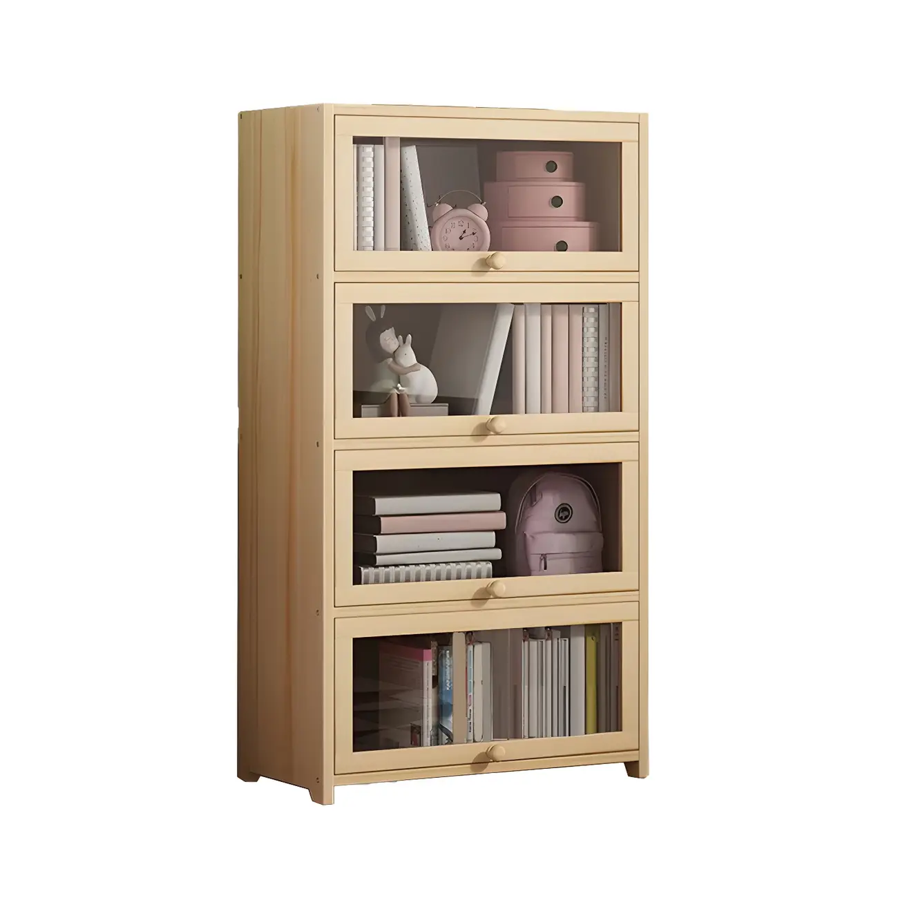 Classic Natural Wooden Display Cabinet with Acrylic Doors Image - 9 | homeyfad