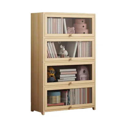 Classic Natural Wooden Display Cabinet with Acrylic Doors Image - 10