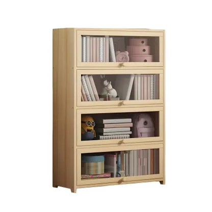 Classic Natural Wooden Display Cabinet with Acrylic Doors Image - 11